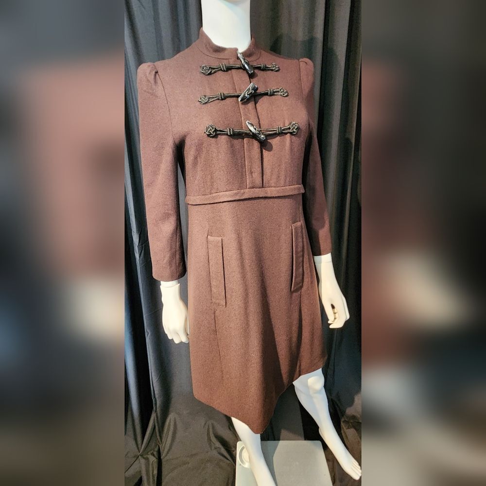Marc Jacob's Vintage Brown wool Toggle Dress Coat with Standing collar - Picture 4 of 16